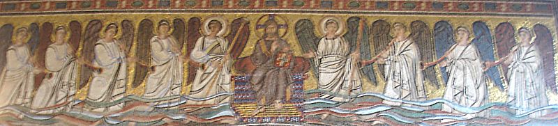 Христос со священным писанием.  Византийская мозаика 6 века. Музей Боди. Берлин.  ( Фото Лимарева В.Н.)