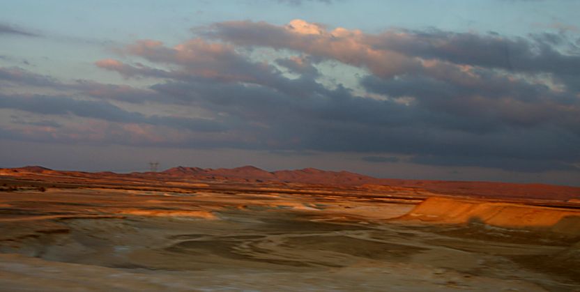 Сухое русло  в пустыне на закате. Синайская пустыня. Фото Лимарева В.Н.